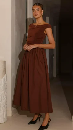 LILYWHYT Dresses|Midi^Immy Midi Dress - Brown