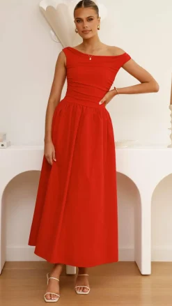 LILYWHYT Dresses|Midi^Immy Midi Dress - Red