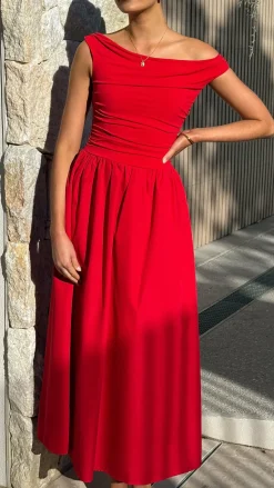 LILYWHYT Dresses|Midi^Immy Midi Dress - Red