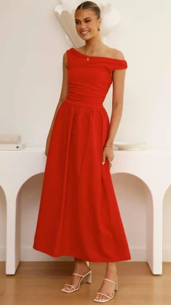LILYWHYT Dresses|Midi^Immy Midi Dress - Red