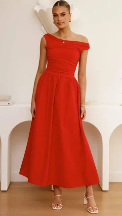 LILYWHYT Dresses|Midi^Immy Midi Dress - Red