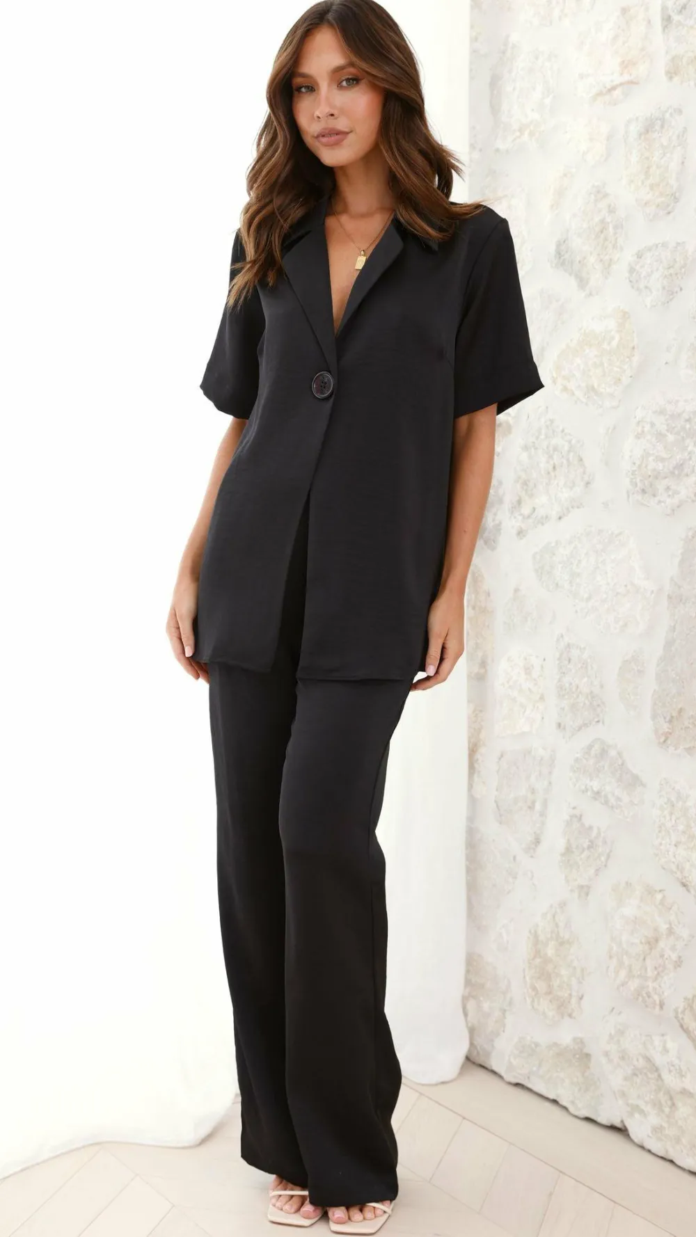 IDS Sets|Tops^Imogen Button Shirt - Black