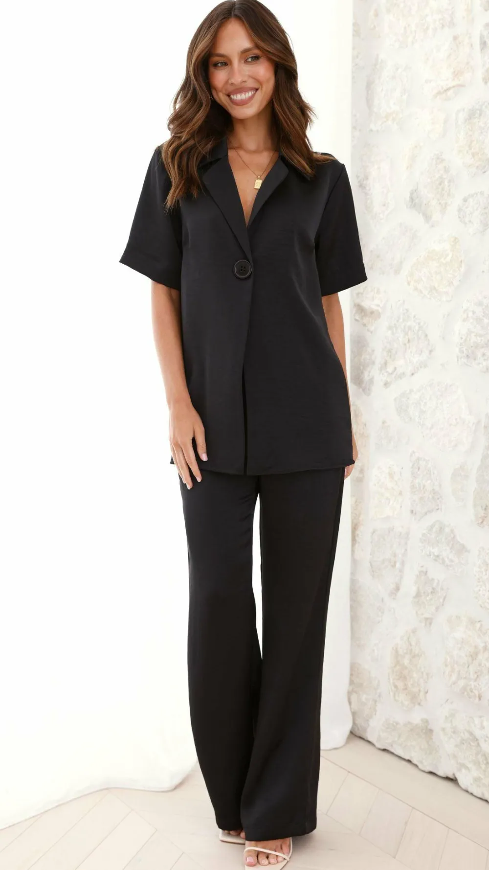 IDS Sets|Tops^Imogen Button Shirt - Black