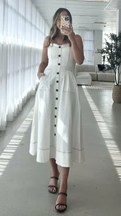 LILYWHYT Denim Dress Edit|The Denim Edit^Indigo Midi Dress - White Denim