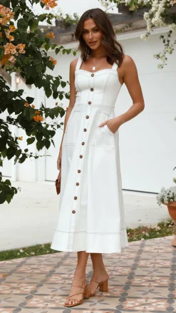 LILYWHYT Denim Dress Edit|The Denim Edit^Indigo Midi Dress - White Denim
