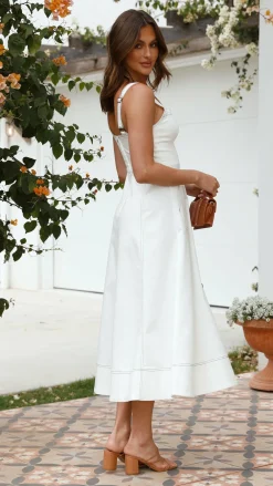 LILYWHYT Denim Dress Edit|The Denim Edit^Indigo Midi Dress - White Denim