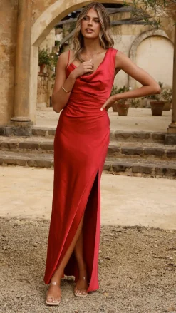 SASHA (BNE) Dresses|Maxi^Iris Asymmetrical Maxi Dress - Red
