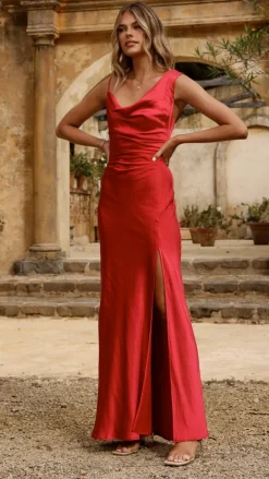 SASHA (BNE) Dresses|Maxi^Iris Asymmetrical Maxi Dress - Red