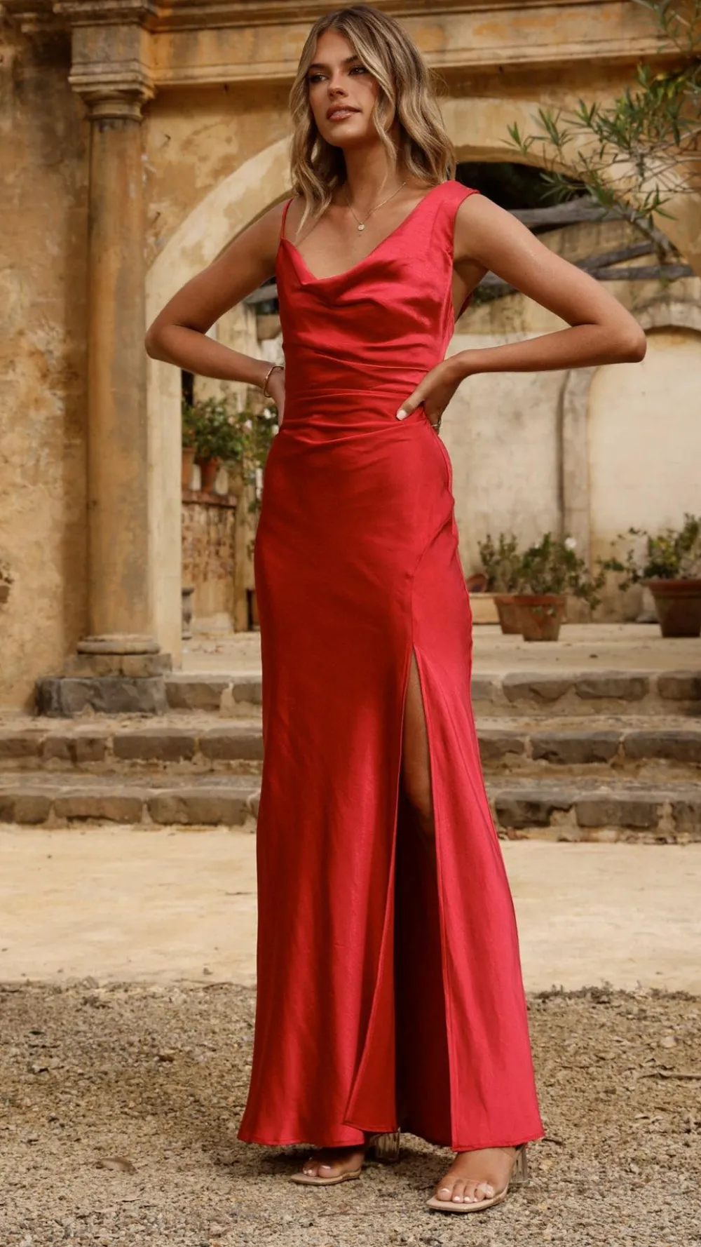 SASHA (BNE) Dresses|Maxi^Iris Asymmetrical Maxi Dress - Red