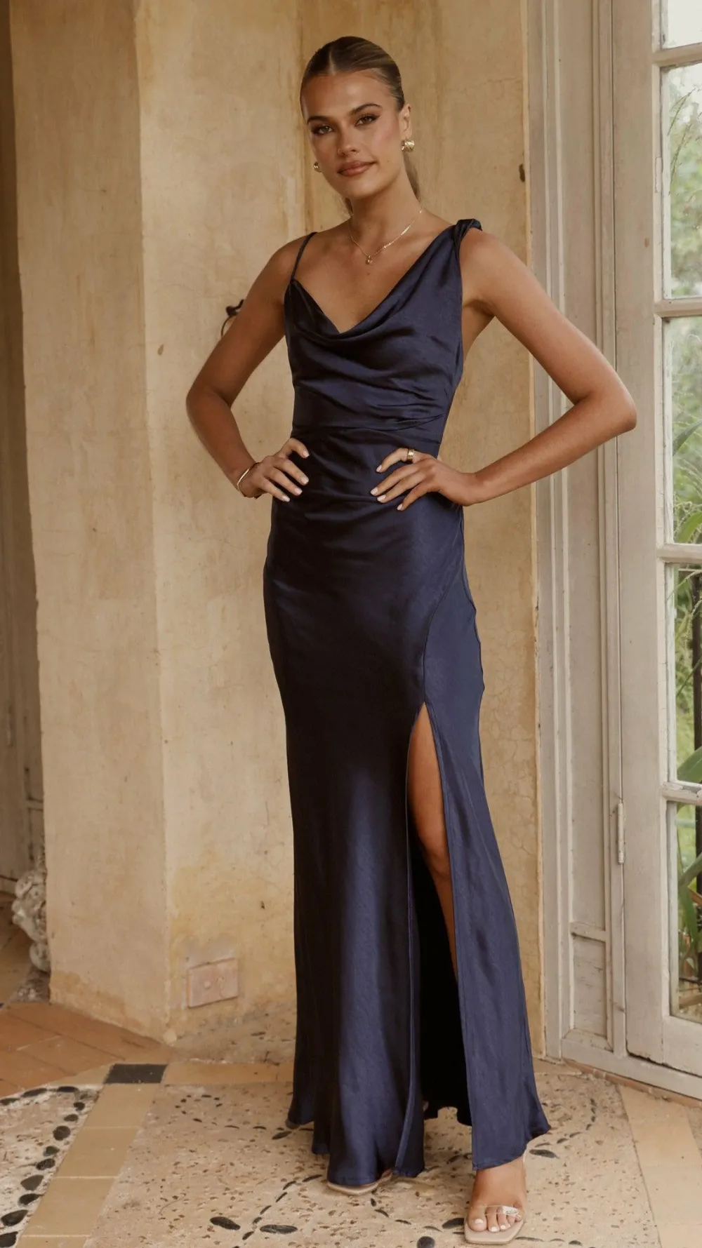 SASHA (BNE) Mon Cheri|Dresses^Iris Asymmetrical Maxi Dress - Navy
