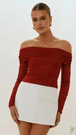 Sweet Acacia Tops^Isadora Off Shoulder Top - Wine