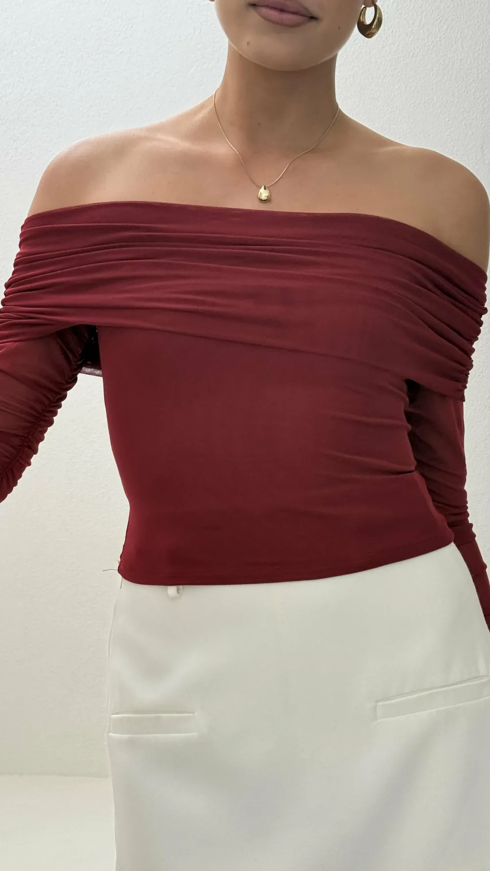 Sweet Acacia Tops^Isadora Off Shoulder Top - Wine