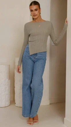 Burans Tops^Isla Long Sleeve Top - Khaki