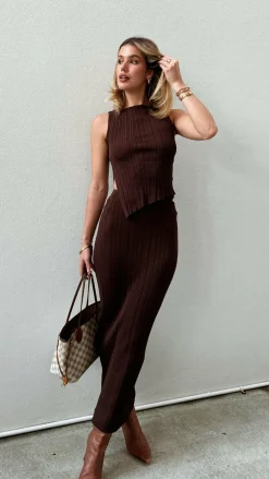 Burans Knitwear|Knitwear^Isla Maxi Skirt - Brown