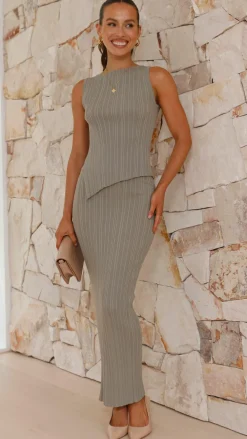 Burans Knitwear|Knitwear^Isla Maxi Skirt - Khaki