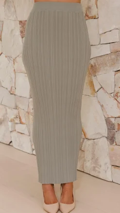 Burans Knitwear|Knitwear^Isla Maxi Skirt - Khaki