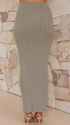 Burans Knitwear|Knitwear^Isla Maxi Skirt - Khaki