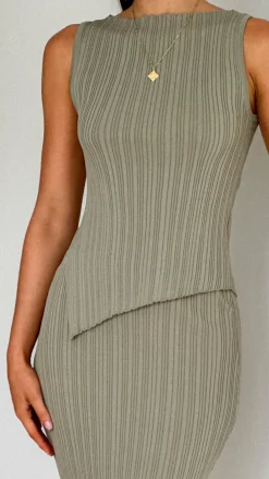 Burans Knitwear|Knitwear^Isla Maxi Skirt - Khaki
