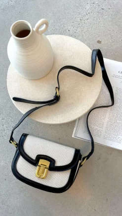 Adorne Bags|Denim Dress Edit^Isobel Fabric Saddle Cross Body Bag - Black
