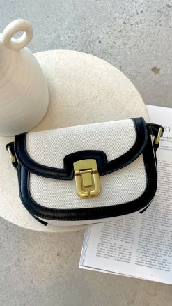 Adorne Bags|Denim Dress Edit^Isobel Fabric Saddle Cross Body Bag - Black
