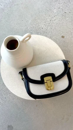 Adorne Bags|Denim Dress Edit^Isobel Fabric Saddle Cross Body Bag - Black