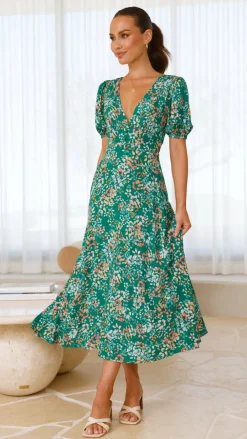 Sweet Acacia Sale Dresses^Itzel Midi Dress - Green Floral