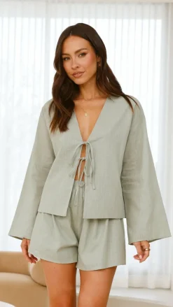 By Frankie Sets|Tops^Iveena Top and Shorts Set - Sage