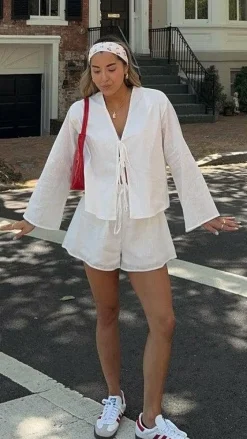 By Frankie Sets|Bottoms^Iveena Top and Shorts Set - White