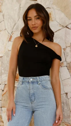 Burans Tops^Jaegar Off Shoulder Bodysuit - Black