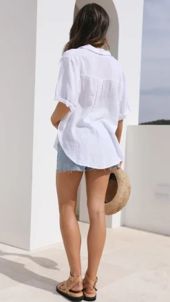Desire Tops^Jaime Button Up Shirt - White