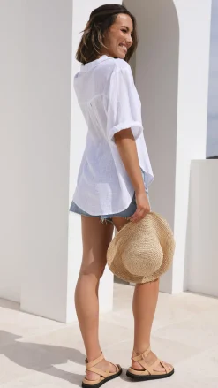 Desire Tops^Jaime Button Up Shirt - White