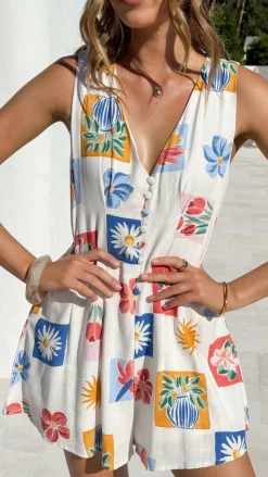Fashion Allied Playsuits^Jamison Button Down Playsuit - Belle Print