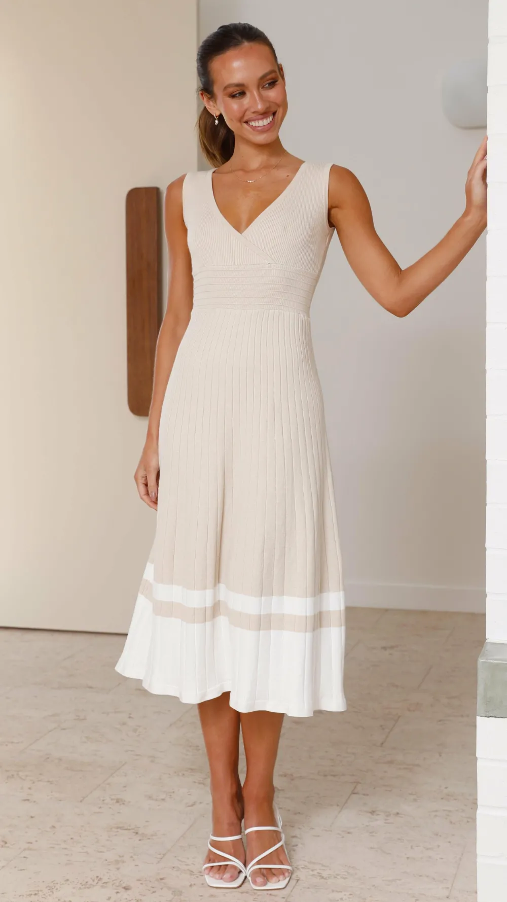 My Girl Knit Dresses|Knitwear^Jayde Knit Dress - Beige/White