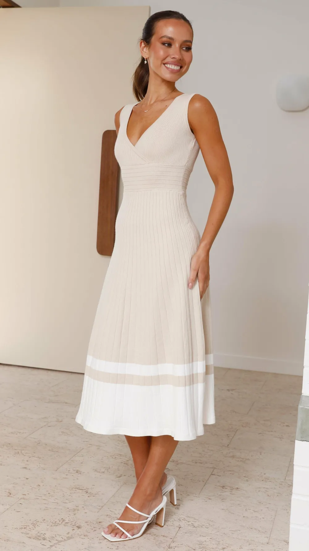 My Girl Knit Dresses|Knitwear^Jayde Knit Dress - Beige/White