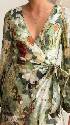 Pink Diamond Dresses|Mini^Jemma Long Sleeve Mini Dress - Green Abstract