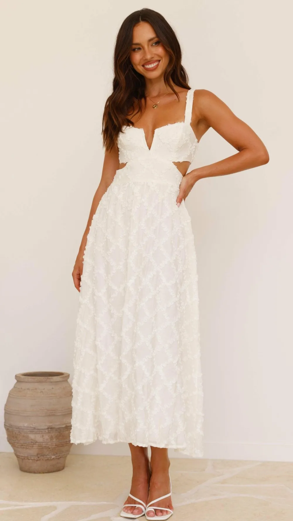 Main St Dresses|Midi^Jenny Side Cut Midi Dress - Cream