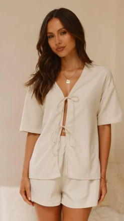 By Frankie Sets|Tops^Jeremy Waffle Set - Beige