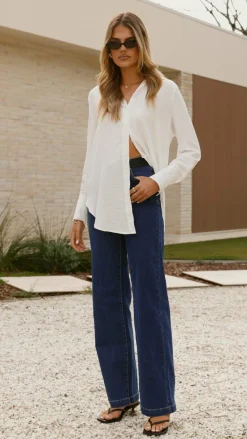 Bubblegum Tops^Juliana Button Up Shirt - White