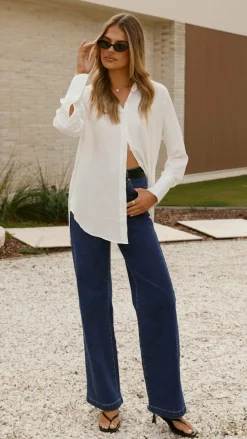 Bubblegum Tops^Juliana Button Up Shirt - White