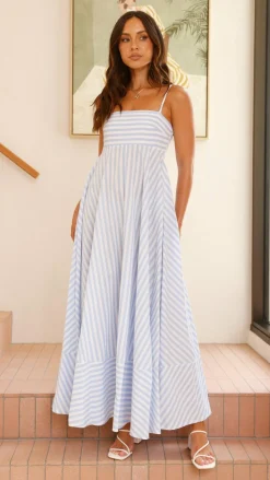 YH AND CO Dresses|Maxi^Kaethe Maxi Dress - Baby Blue Stripe