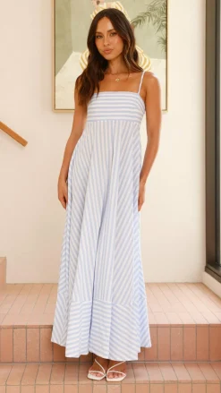 YH AND CO Dresses|Maxi^Kaethe Maxi Dress - Baby Blue Stripe