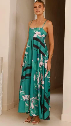 YH AND CO Dresses|Maxi^Kaethe Maxi Dress - Green/Pink