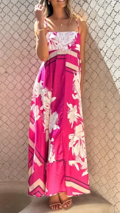 YH AND CO Sale Dresses^Kaethe Maxi Dress - Hot Pink Print
