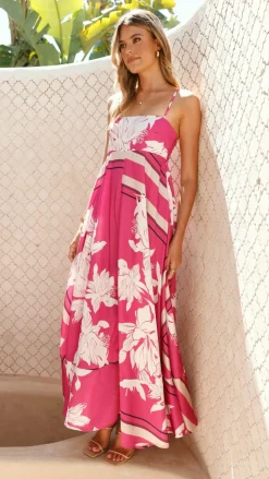 YH AND CO Sale Dresses^Kaethe Maxi Dress - Hot Pink Print