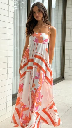 YH AND CO Dresses|Maxi^Kaethe Maxi Dress - Orange/White