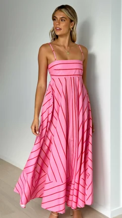 YH AND CO Dresses|Maxi^Kaethe Maxi Dress - Pink / Red Stripe