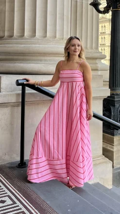 YH AND CO Dresses|Maxi^Kaethe Maxi Dress - Pink / Red Stripe