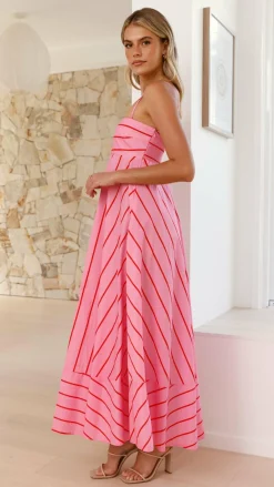 YH AND CO Dresses|Maxi^Kaethe Maxi Dress - Pink / Red Stripe
