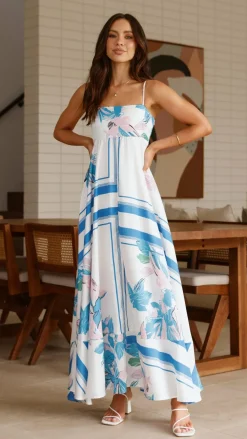 YH AND CO Dresses|Maxi^Kaethe Maxi Dress - White/Blue