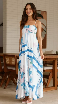 YH AND CO Dresses|Maxi^Kaethe Maxi Dress - White/Blue